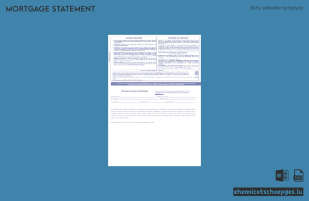 Kontoauszug der britischen Steuerbehörde (HM Revenue and Customs) für Hypothekenzahlungen im Word- und PDF-Format, 3 Seiten, Beispielvorschau